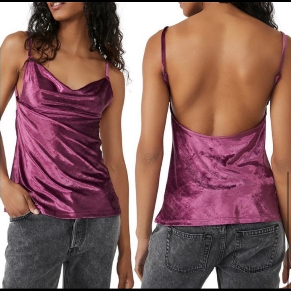Free people all night tank crushed velvet fig jam